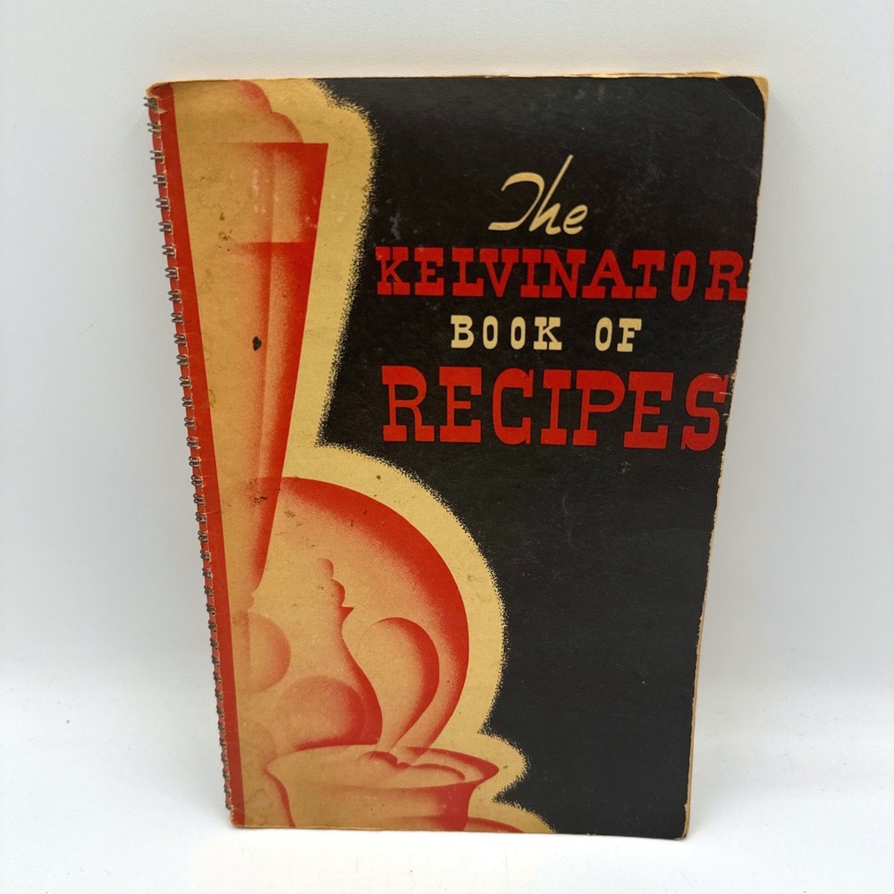Kelvinator Book of Recipes Vtg Spiral Cookbook Art Deco Detroit Mi 50's Retro